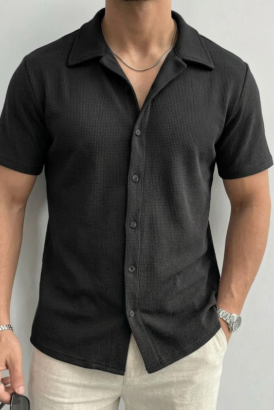 Camisa Masculina Waffle Verão - Textura Premium Casual Elegante