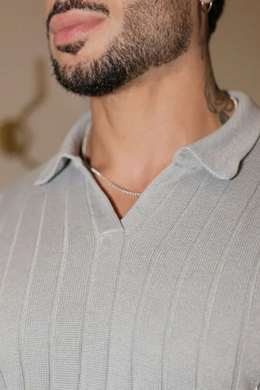 Suéter Tricot Masculino Gola Polo - Elegância Texturizada Premium