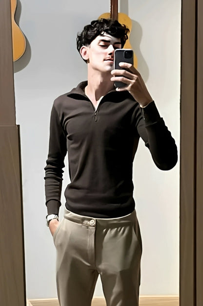 Cacharrel Masculina Italiana Premium - Elegância Casual com Zíper