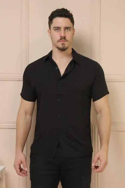 Camisa Social Masculina Manga Curta - 7 Cores de Pura Essência