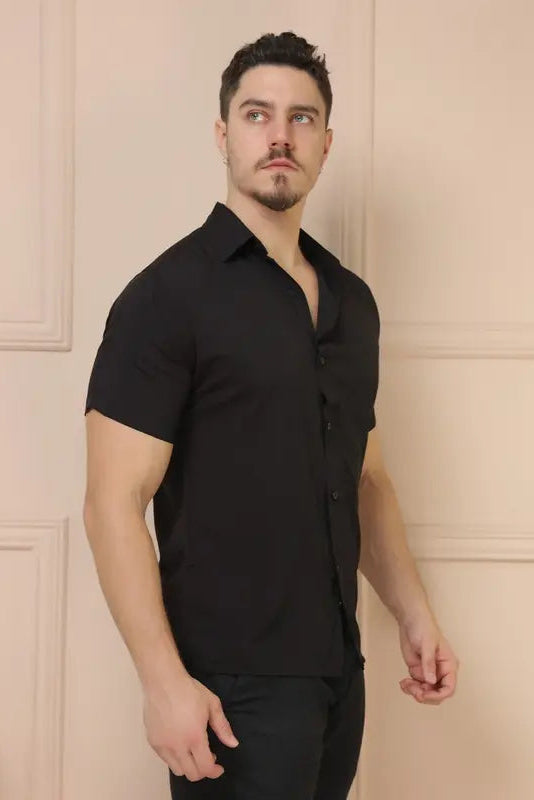 Camisa Social Masculina Manga Curta - 7 Cores de Pura Essência