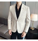 New Fashion Suit Coat Men's Slim Fit Deerskin Velvet Elegant Luxury Blazer Coat Business Casual Wedding Plus Size Suit 4XL-S