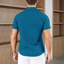 New Men's Business Casual Solid Color Short Sleeved Shirt for Summer Fashion No Ironing Comfortable and Versatile Top