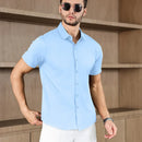New Men's Business Casual Solid Color Short Sleeved Shirt for Summer Fashion No Ironing Comfortable and Versatile Top