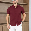 New Men's Business Casual Solid Color Short Sleeved Shirt for Summer Fashion No Ironing Comfortable and Versatile Top