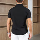 New Men's Business Casual Solid Color Short Sleeved Shirt for Summer Fashion No Ironing Comfortable and Versatile Top