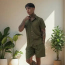 Conjunto Masculino em Viscose Premium — Camisa Social + Shorts Alfaiatado